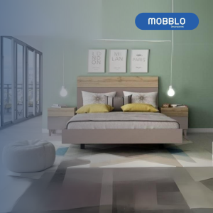 Cama Doble Derly Taupe, Natural