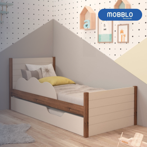 Cama Nido 1.00 Harry Blanco Off, Natural Oscuro